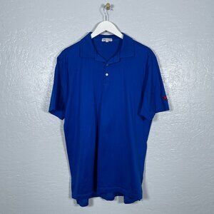 Peter Millar Men L Blue Cardinal Embroidery Polo Shirt 100% Cotton Short Sleeve